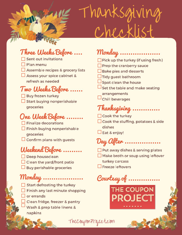 Planning Thanksgiving Dinner Checklist
 Thanksgiving Planning Checklist Free Printable