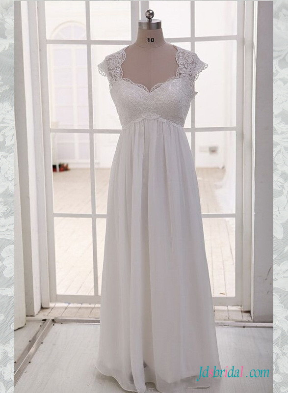 Plus Size Simple Wedding Dresses
 H1509 Simple empire plus size chiffon wedding dress with