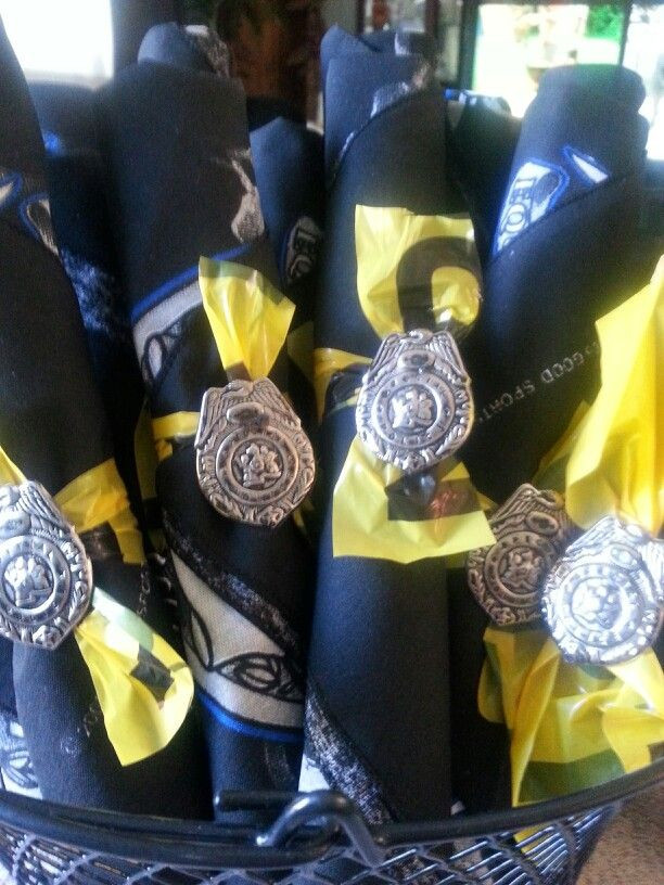 Police Academy Graduation Party Ideas
 Police bandana napkin wrapped dinnerware for Police Themed