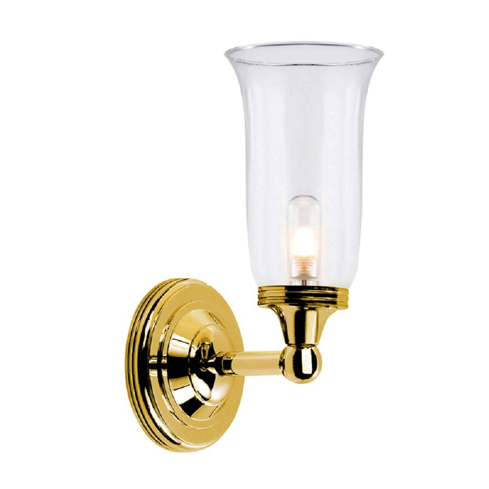 Polished Brass Bathroom Lights
 Polished Brass Bathroom Wall Light with Storm Glass Shade