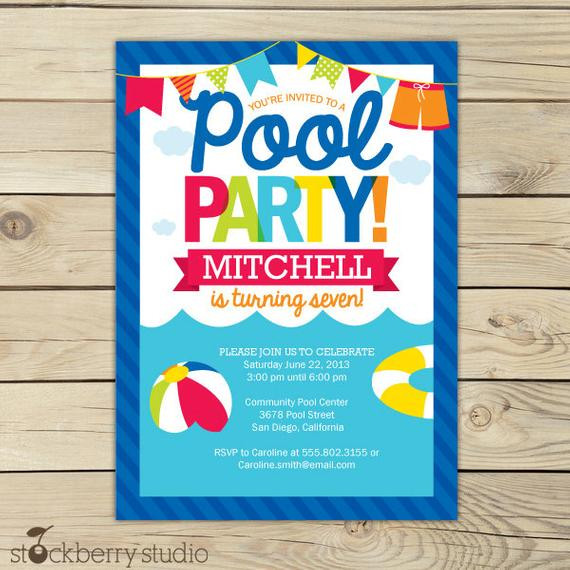 Pool Party Birthday Invitations
 Pool Party Birthday Invitation Printable Pool Party Beach