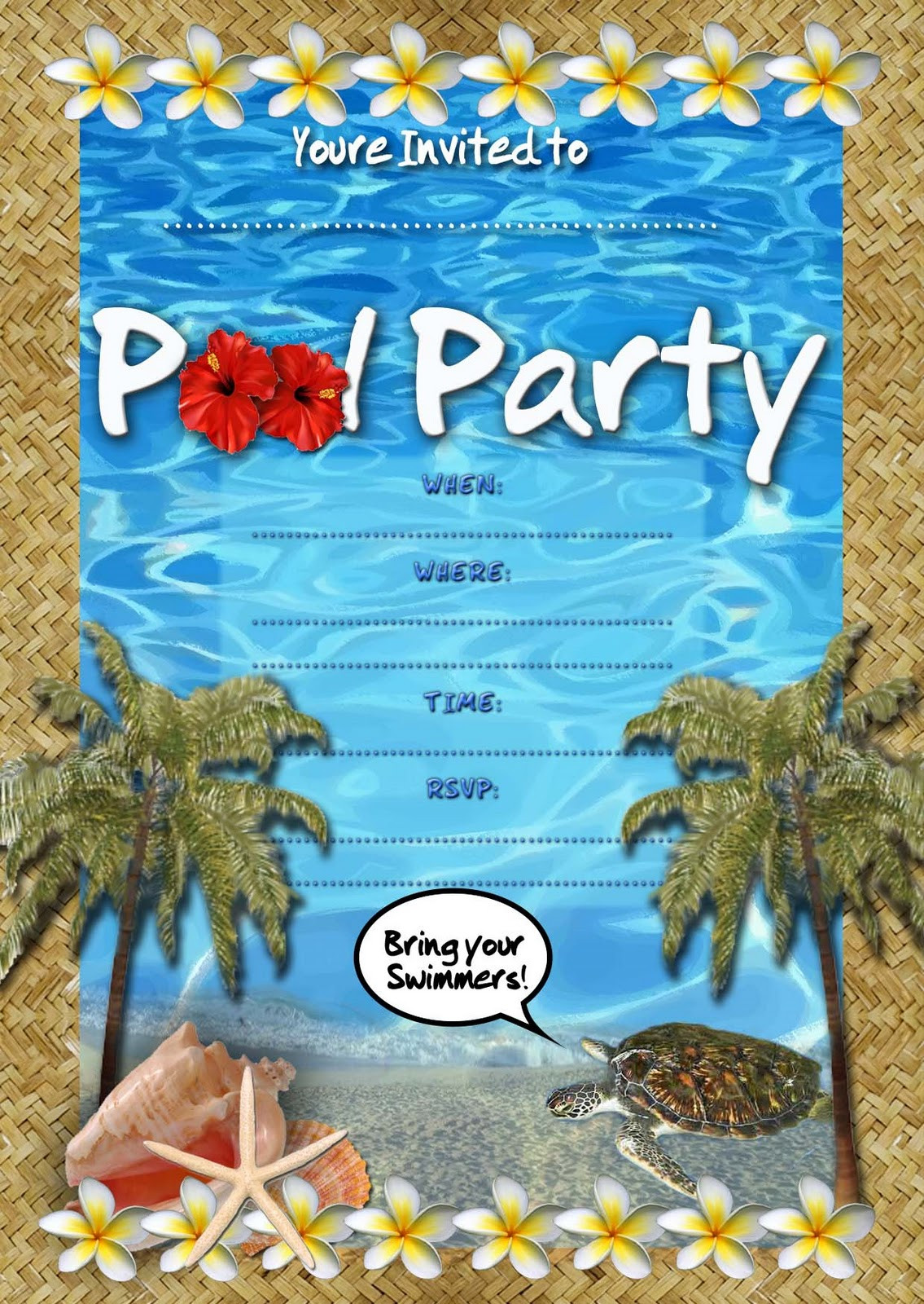 Pool Party Birthday Invitations
 FREE Kids Party Invitations Pool Party Invitation