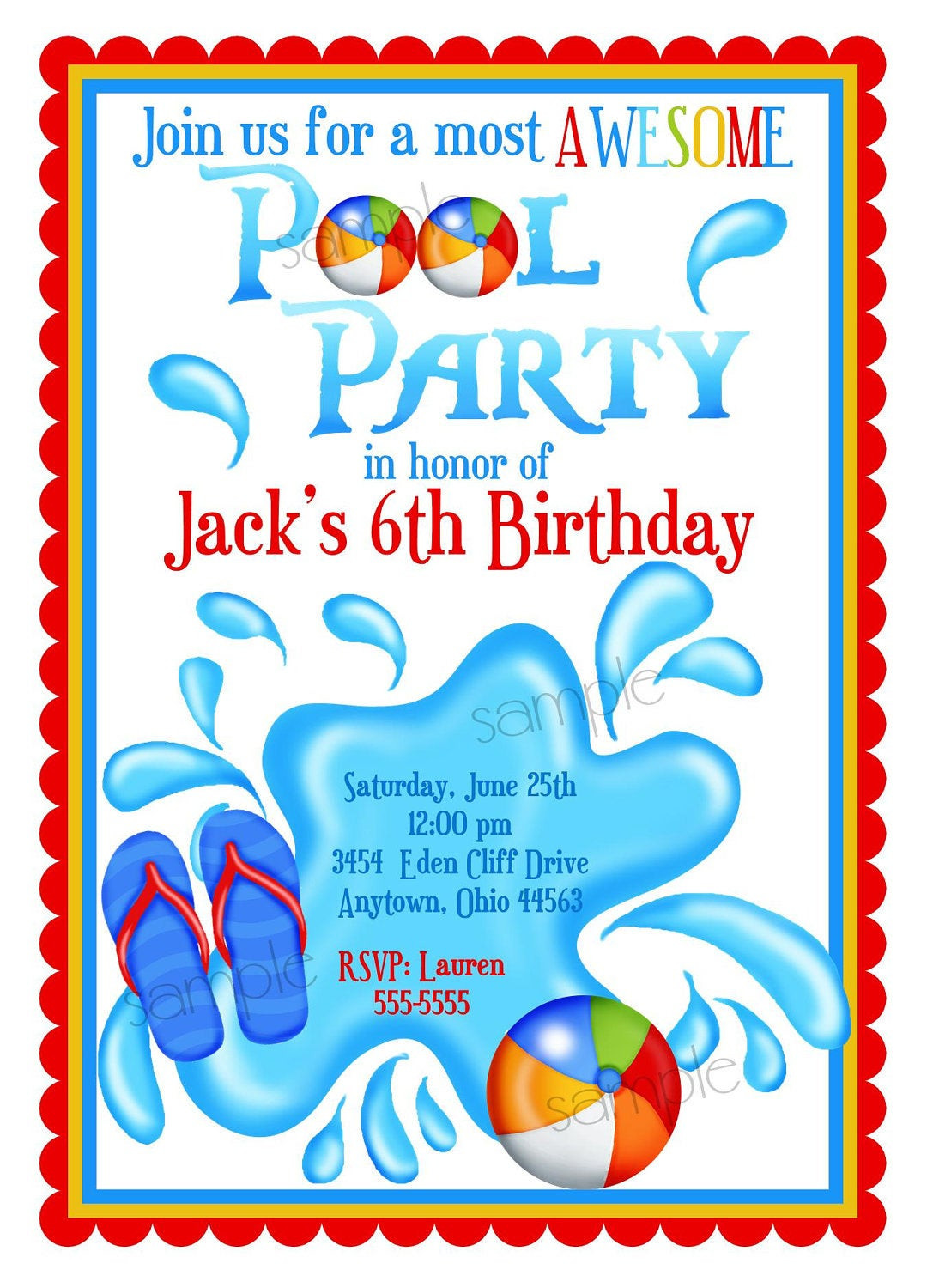 Pool Party Birthday Invitations
 Pool Party Invitations Personalized Invitations Boys