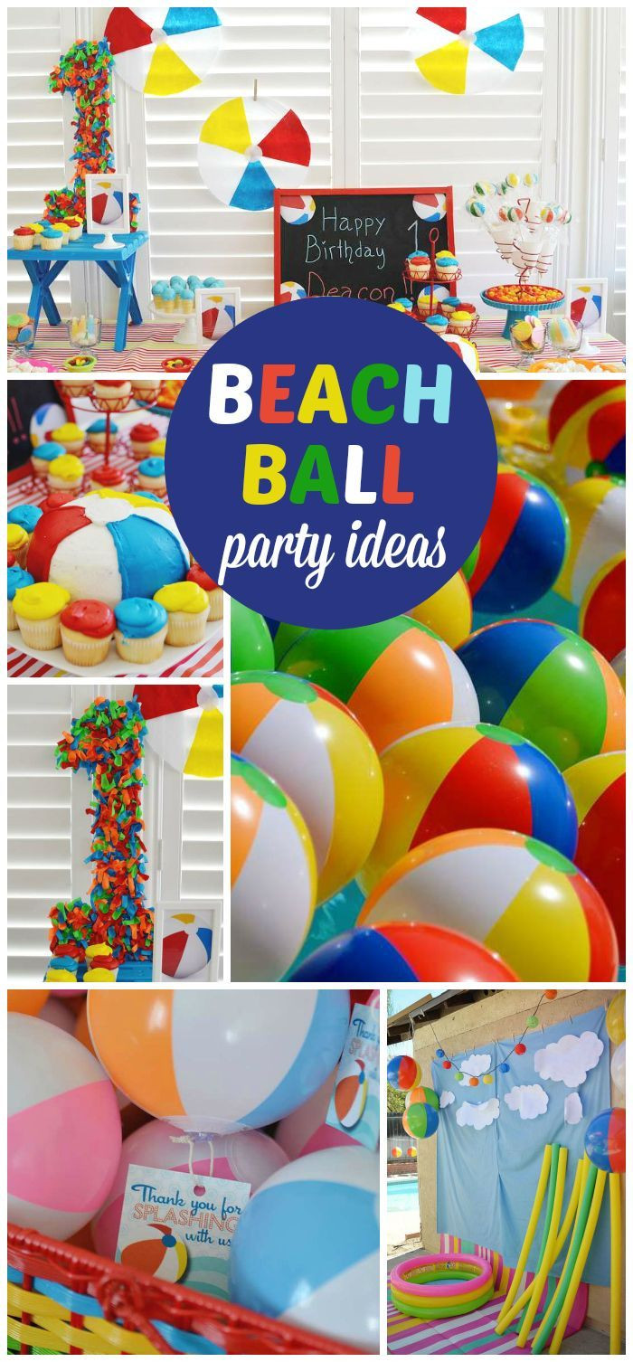 Pool Party Ideas For Boys
 Beach ball Birthday "Beach ball first birthday" in 2019