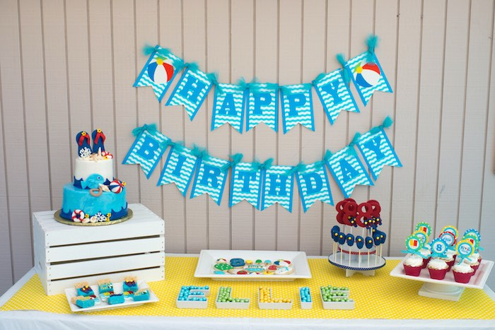 Poolside Birthday Party Ideas
 Kara s Party Ideas Colorful Pool Themed Birthday Party