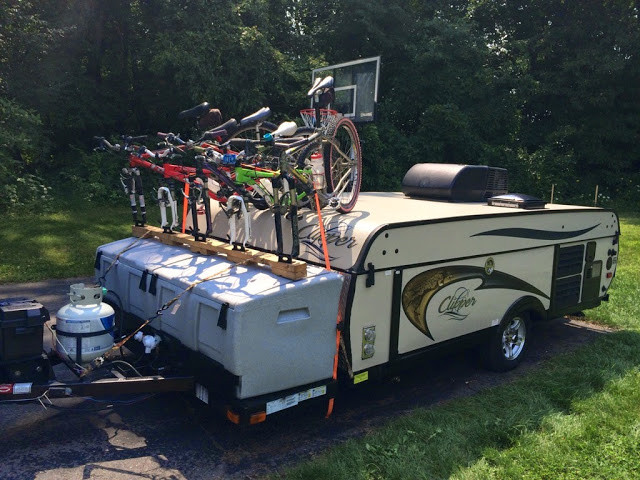Pop Up Camper Bike Rack DIY
 My DIY 2 x 4 bike rack for 5 bikes ed 3 weeks and