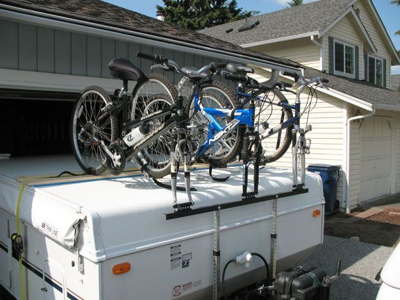 Pop Up Camper Bike Rack DIY
 Homebuilt Bike Rack for a tent trailer No welding and a