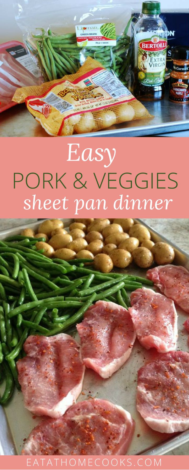 Pork Sheet Pan Dinners
 Boneless Pork Chops and Veggies Sheet Pan Dinner