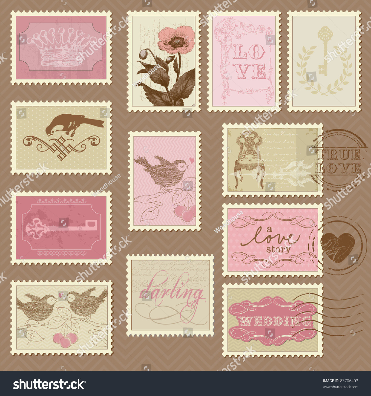 Postage Stamps For Wedding Invitations
 Retro Postage Stamps Wedding Design Invitation Stock