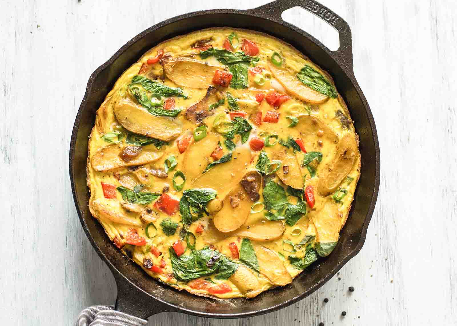 Potato Frittata Recipe
 Frittata with Potatoes Red Peppers and Spinach Recipe