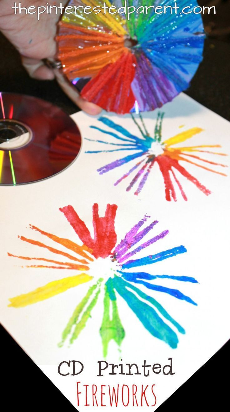 Preschool Art And Crafts
 Printmaking With Cds For Kids Fourth of July