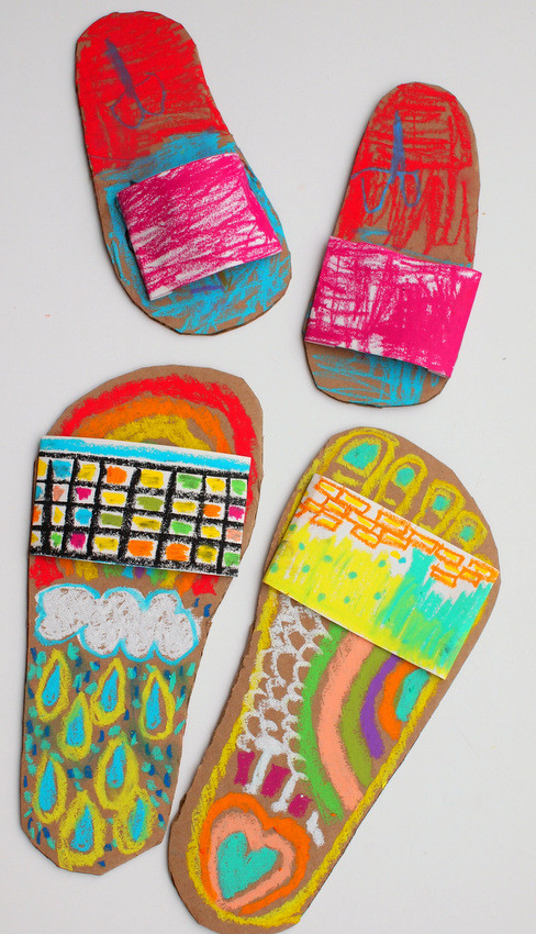 Preschool Summer Craft
 Colorful Flip Flop Artwork