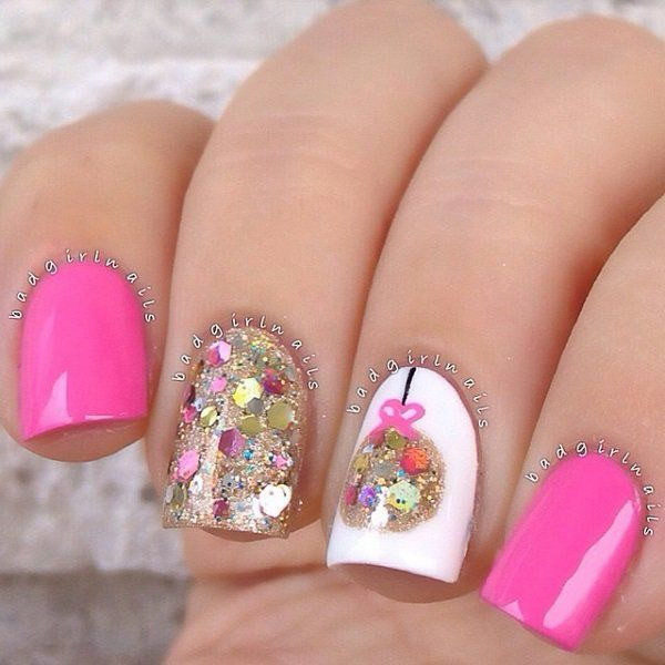 Pretty Christmas Nails
 50 Lovely Pink and White Nail Art Designs