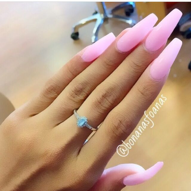 Pretty Long Acrylic Nails
 Long Pink Nails HUDABEAUTY via Instagram