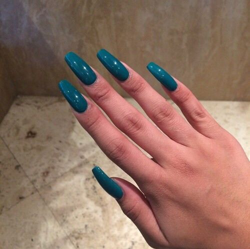 Pretty Long Acrylic Nails
 nails blue and long image Salon Talk™