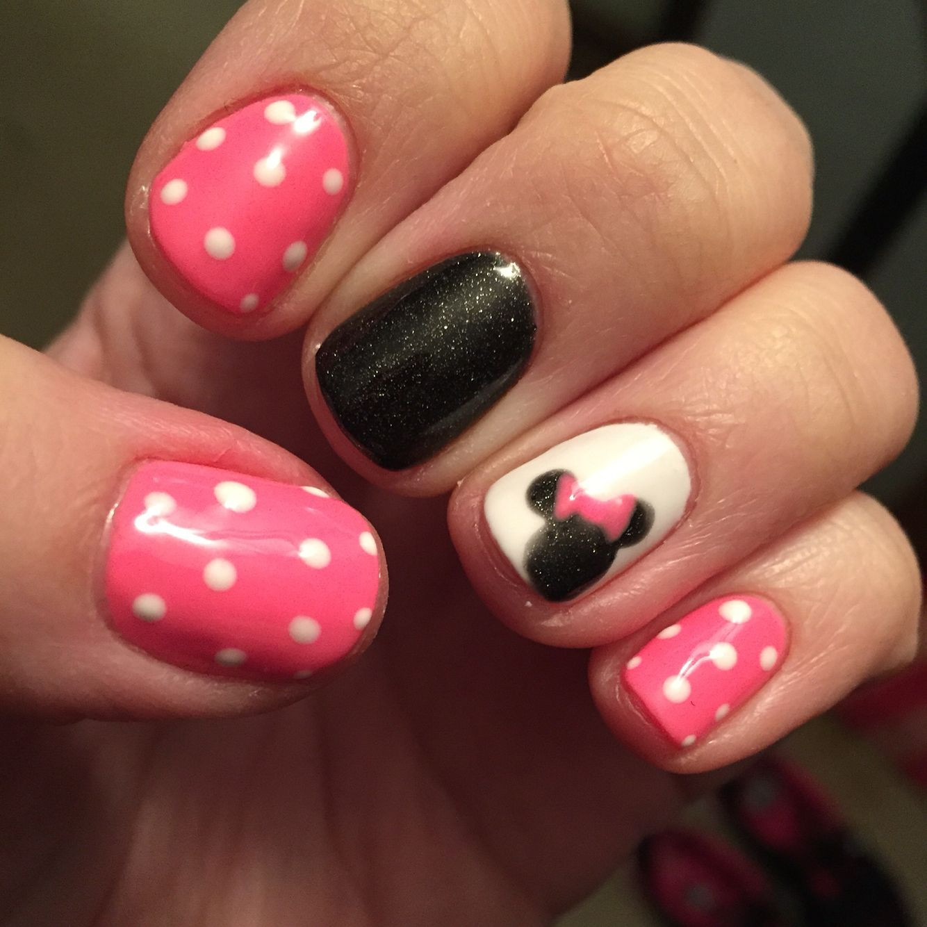 Pretty Nails Milford Ma
 My Minnie Mouse Nails L A Nails Milford Ma in 2019