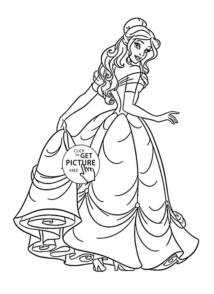 Princess Coloring Sheets For Girls
 Disney Princess Belle coloring page for kids disney