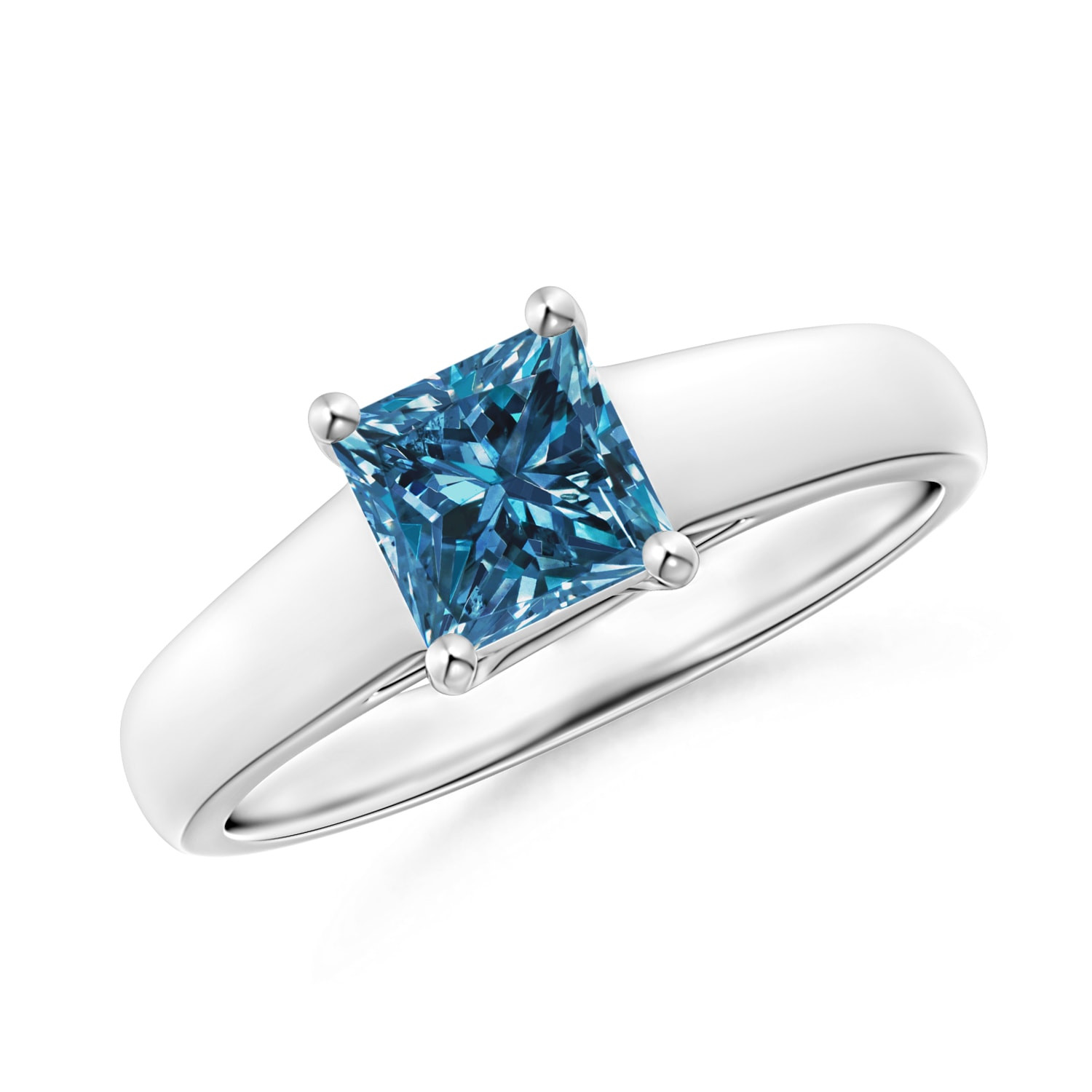 Princess Cut Blue Diamond Engagement Rings
 Princess Cut Enhanced Blue Diamond Solitaire Engagement