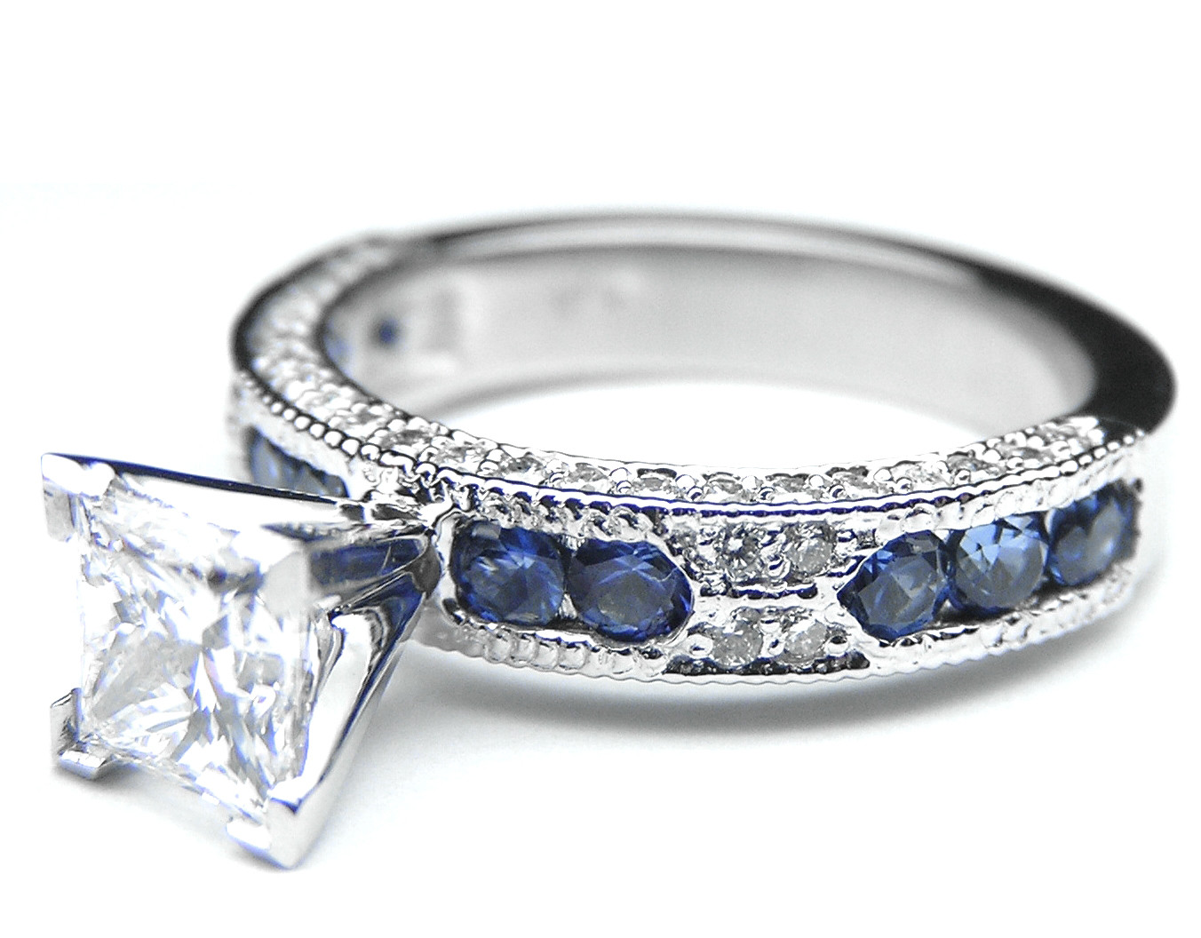 Princess Cut Blue Diamond Engagement Rings
 Engagement Ring Princess Cut Diamond Vintage Engagement