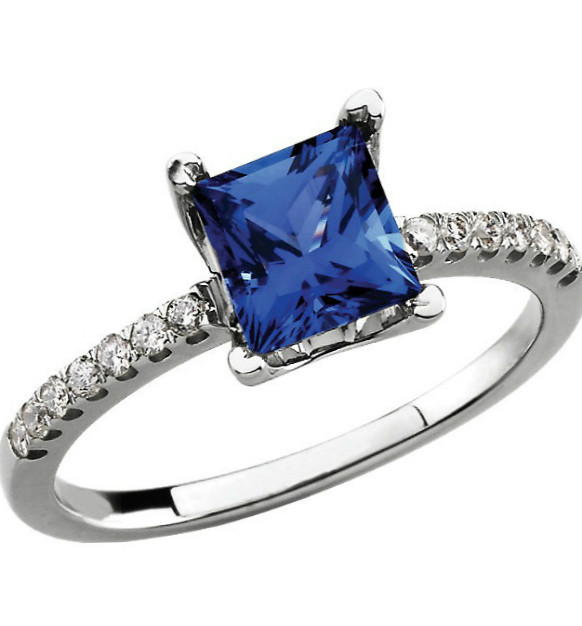 Princess Cut Blue Diamond Engagement Rings
 Princess Cut Blue Sapphire Engagement Ring 6mm – Classic
