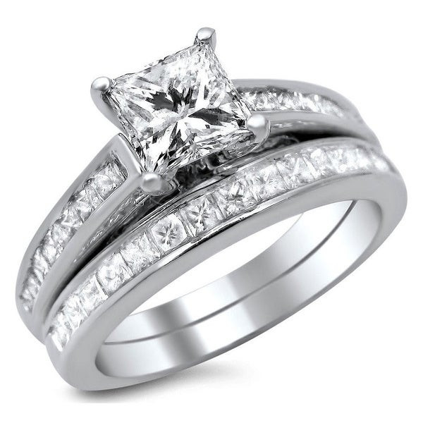 Princess Cut Bridal Ring Sets
 White Gold Princess Cut Bridal Sets