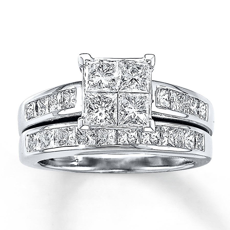 Princess Cut Bridal Ring Sets
 Diamond Bridal Set 2 1 2 ct tw Princess Cut 14K White Gold