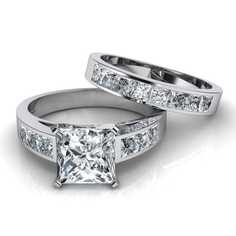 Princess Cut Bridal Ring Sets
 Princess Cut Channel Set Engagement Ring & Wedding Band