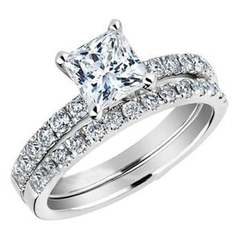 Princess Cut Bridal Ring Sets
 Size 5 11 Platinum Plated Wedding Ring Set Princess Cut