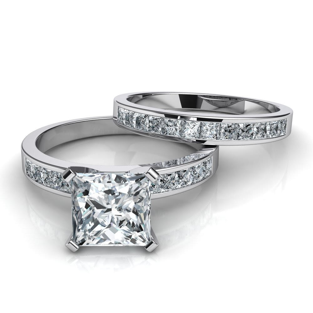 Princess Cut Bridal Ring Sets
 Princess Cut Channel Set Engagement Ring & Wedding Band