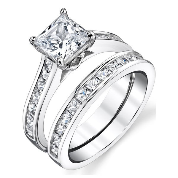 Princess Cut Bridal Ring Sets
 Shop Oliveti Sterling Silver Princess Cut Engagement Ring