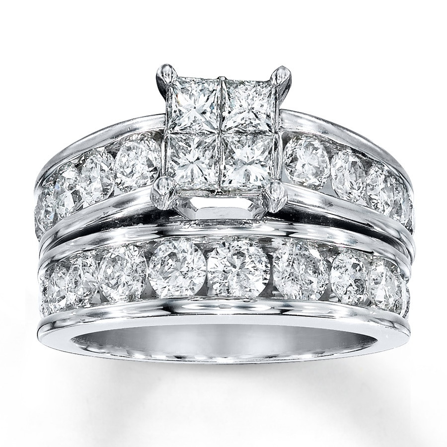 Princess Cut Bridal Ring Sets
 White Gold Princess Cut Wedding Sets