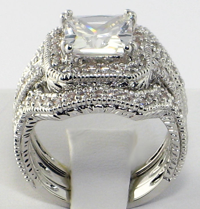 Princess Cut Bridal Ring Sets
 Elite Vintage 4 CT Princess Cut CZ Bridal Engagement