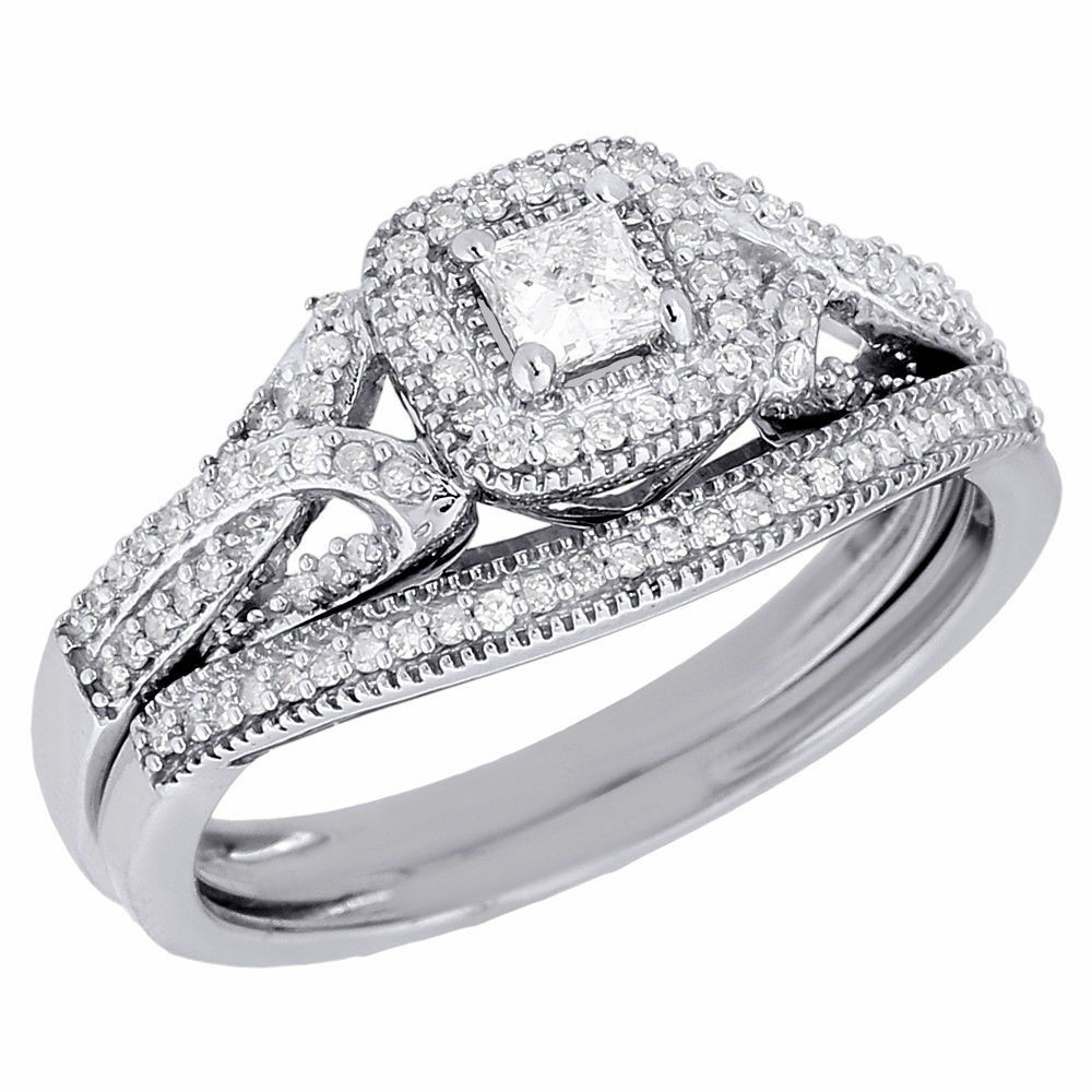Princess Cut Bridal Ring Sets
 10K White Gold Princess Cut Solitaire Bridal Set Diamond