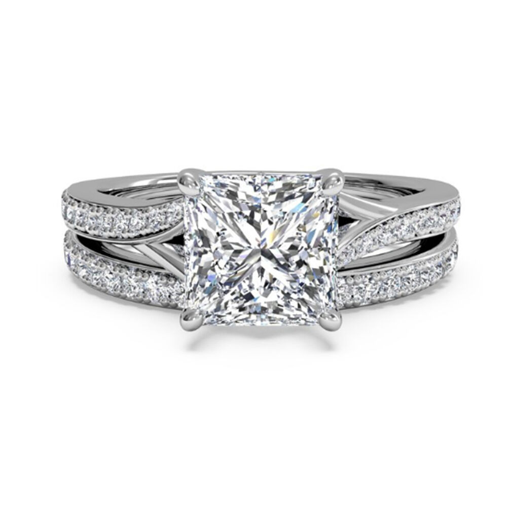 Princess Cut Diamond Bridal Sets
 Bridal 1 50ct Diamond Wedding Engagement Ring Set 14K