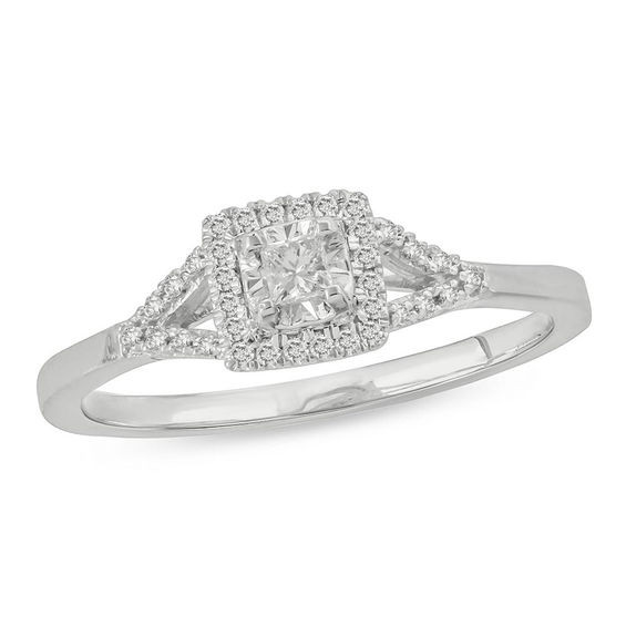 Princess Cut Diamond Promise Rings
 1 6 CT T W Princess Cut Diamond Frame Promise Ring in