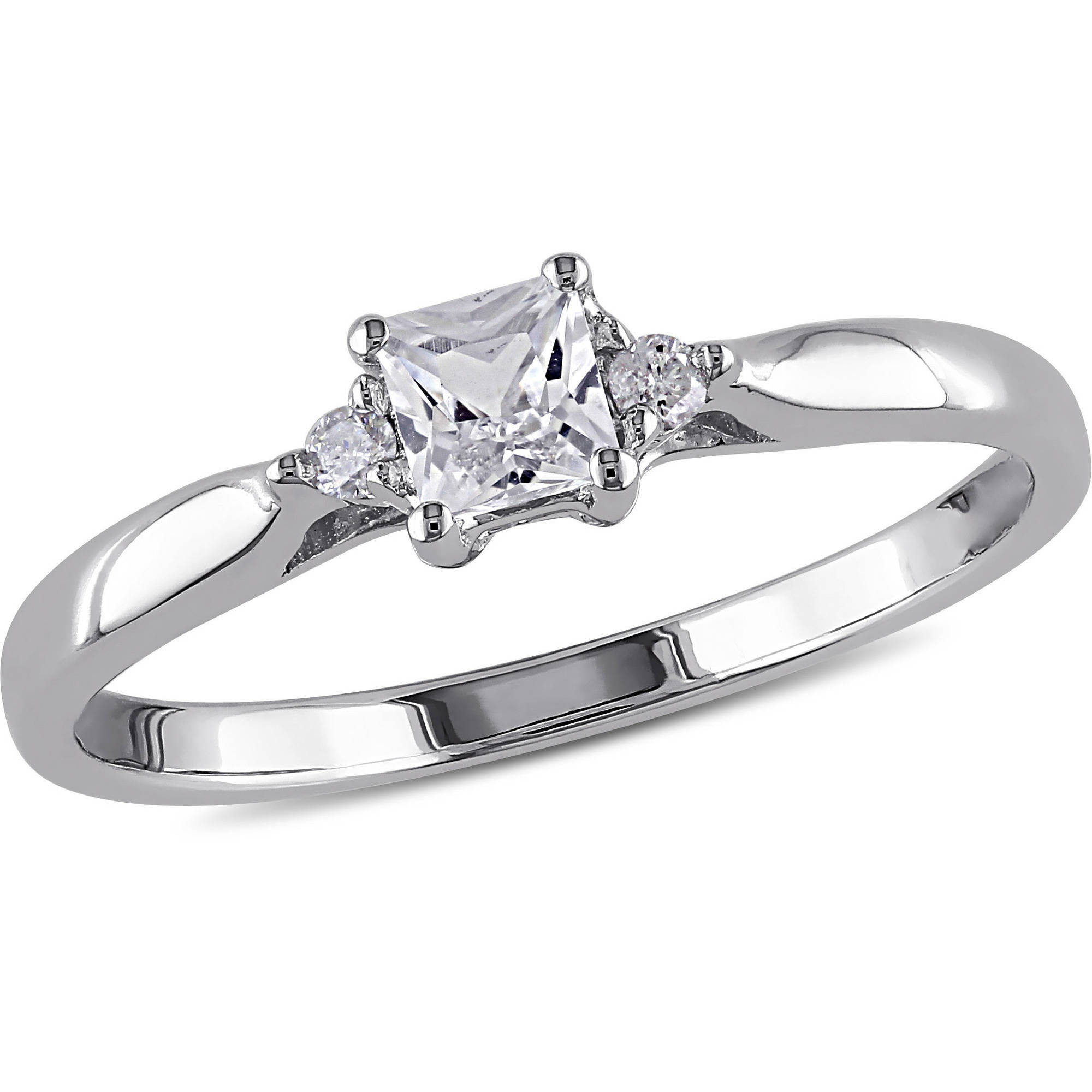 Princess Cut Diamond Promise Rings
 Miabella 1 3cttw Princess Cut Created White Sapphire and