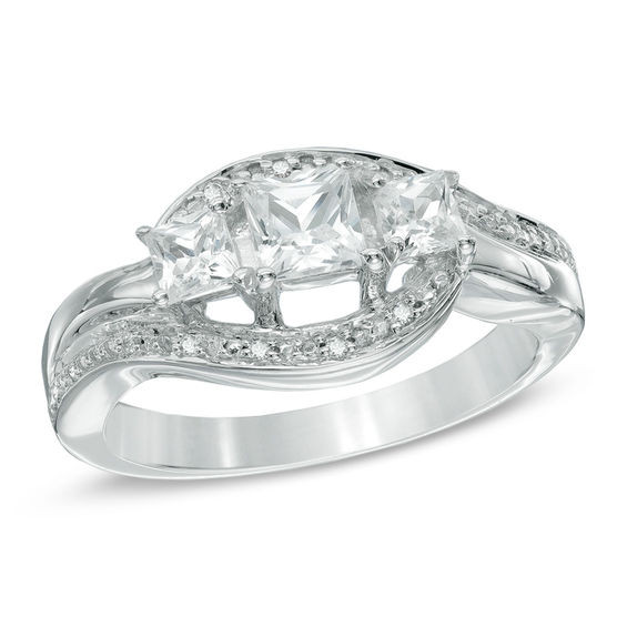 Princess Cut Diamond Promise Rings
 Princess Cut Lab Created White Sapphire and Diamond Accent