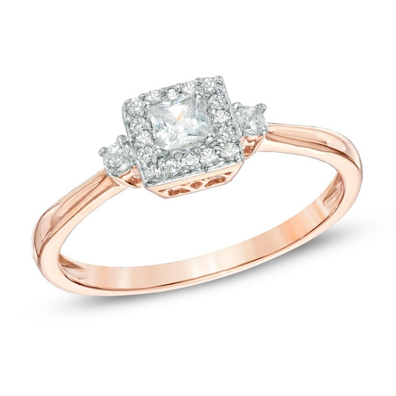 Princess Cut Diamond Promise Rings
 1 4 CT T W Princess Cut Diamond Frame Promise Ring in