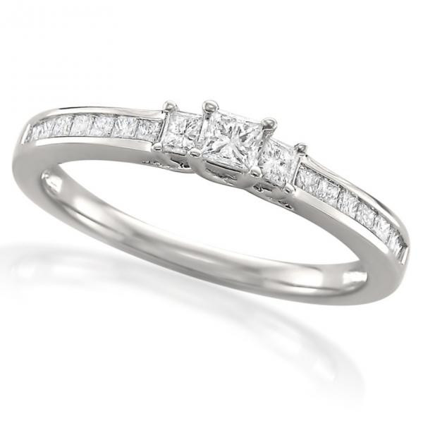 Princess Cut Diamond Promise Rings
 Diamond Princess Cut 3 Stone Promise Ring 14k White Gold 0