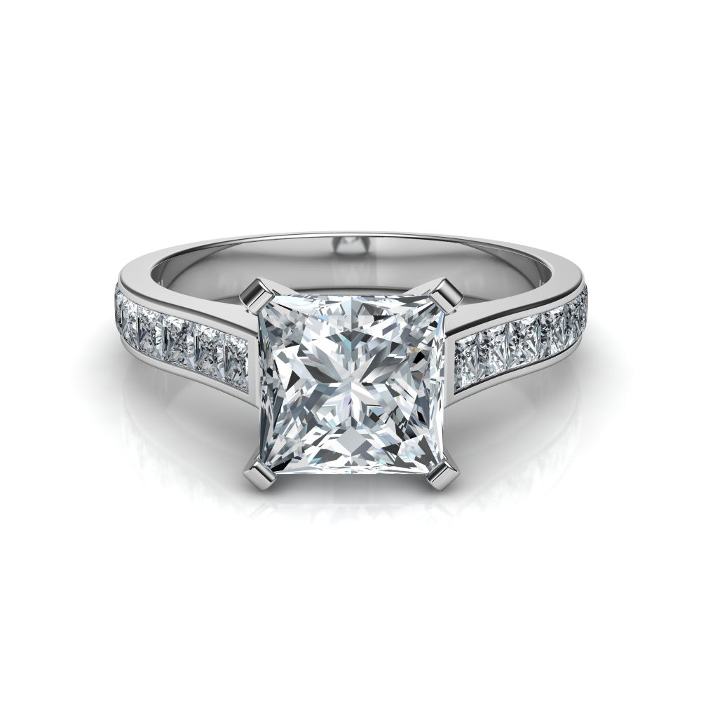 Princess Cut Engagement Rings
 Princess Cut Engagement Ring with 16 Side Diamonds Natalie