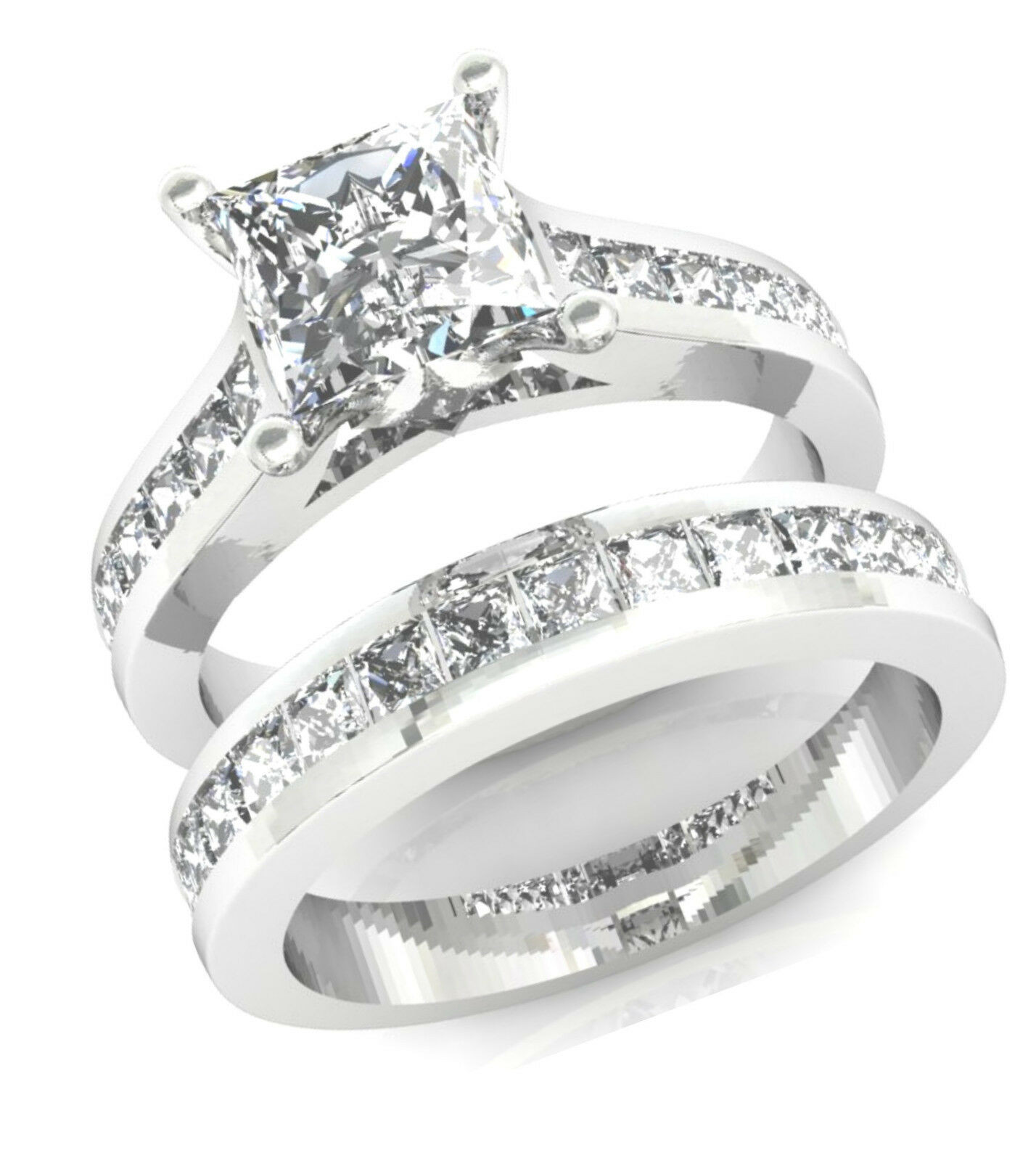 Princess Cut Engagement Rings
 3 2CT PRINCESS CUT CHANNEL SET ENGAGEMENT RING WEDDING