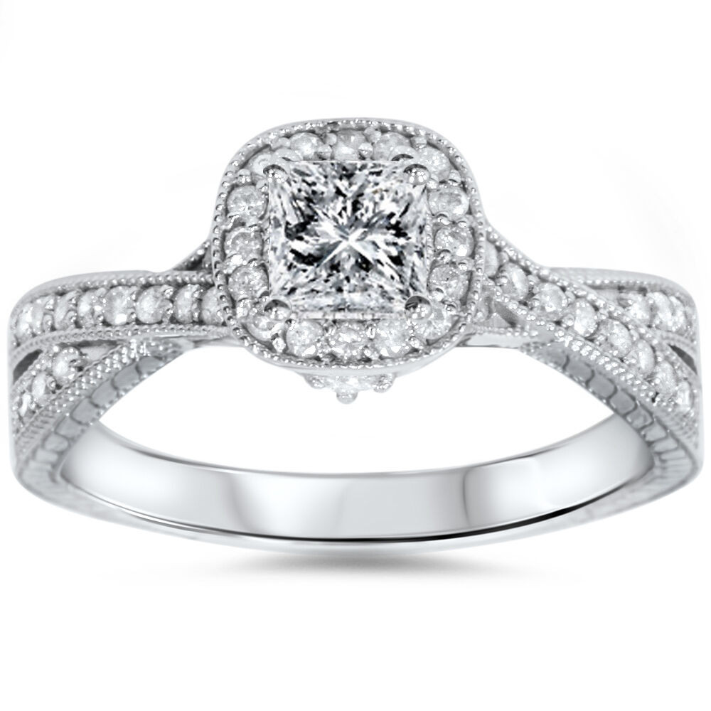 Princess Cut Engagement Rings
 3 4ct Princess Cut Vintage Diamond Engagement Ring 14K