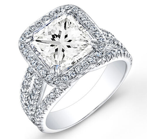 Princess Cut Platinum Engagement Rings
 3 33 Ct Halo Princess Cut Pave Diamond Platinum