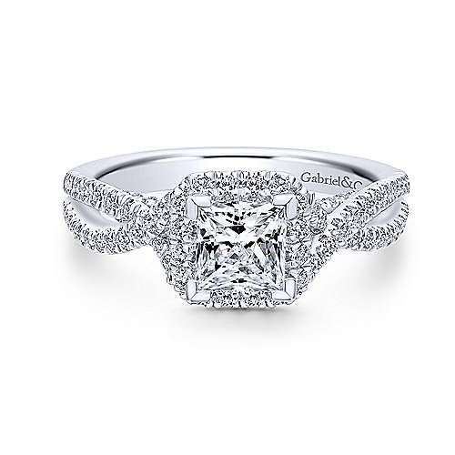 Princess Cut Platinum Engagement Rings
 Platinum Princess Cut Halo Engagement Ring