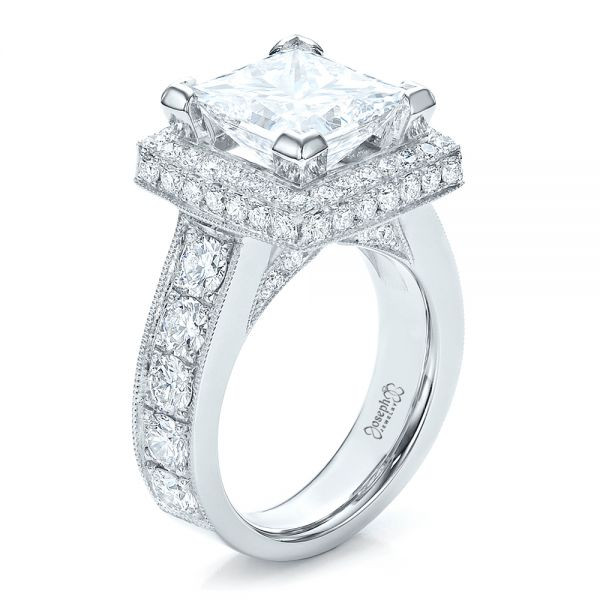 Princess Cut Platinum Engagement Rings
 Custom Princess Cut And Halo Engagement Ring
