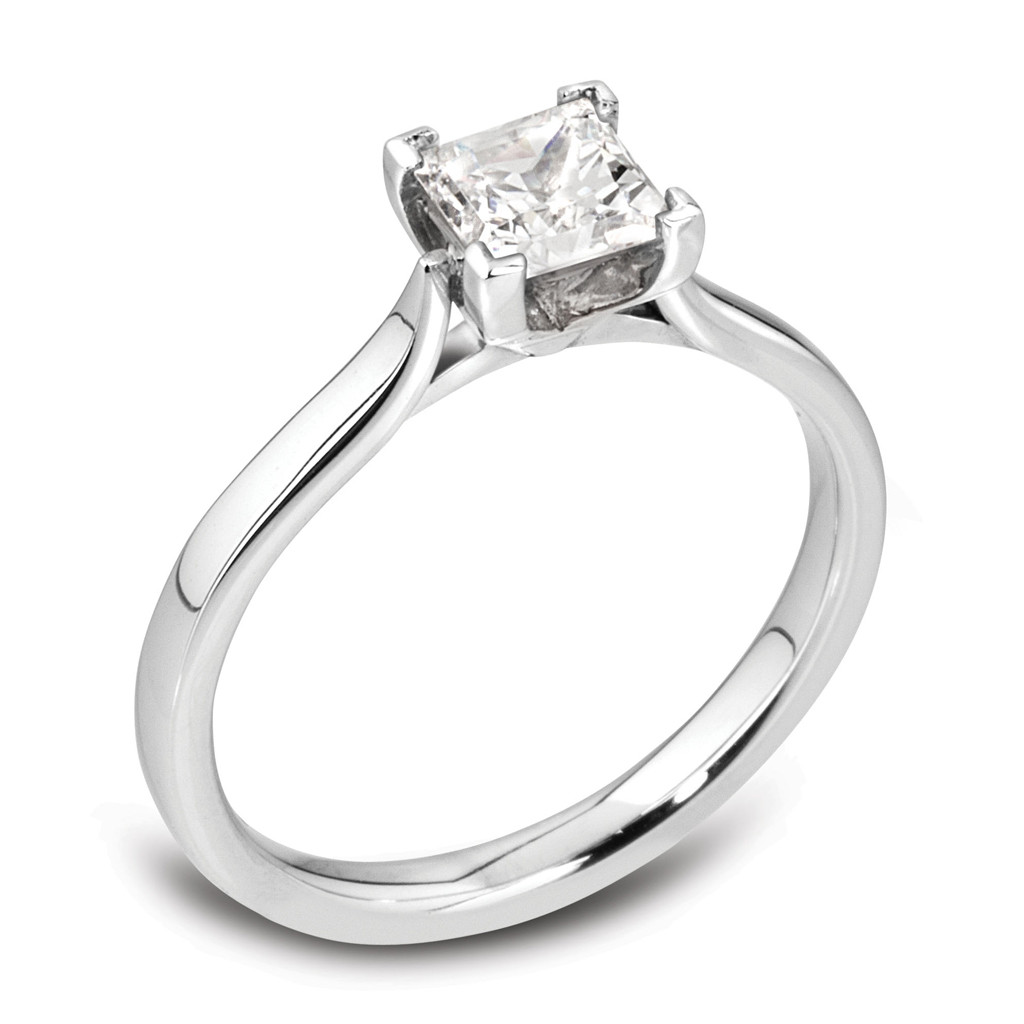Princess Cut Platinum Engagement Rings
 Engagement Ring Platinum Princess Cut Four Claw Diamond