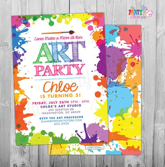 Print Birthday Invitations
 Art Paint Party Invitations Printable Birthday Invitation