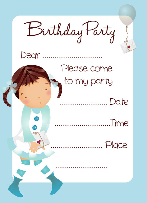 Print Birthday Invitations
 Balloon Girl Birthday Party Invitation