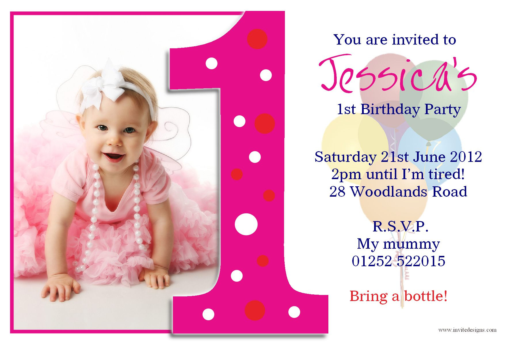 Printable 1st Birthday Invitations
 birthday invitation card Free printable 1st birthday
