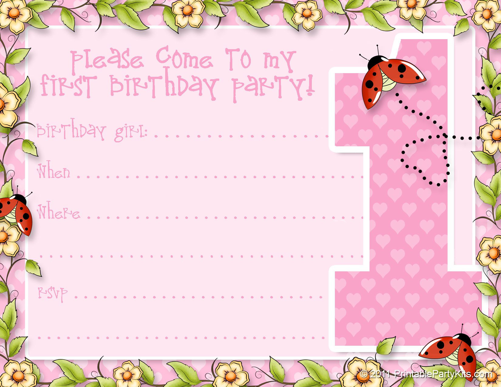 Printable 1st Birthday Invitations
 Free printable 1st birthday invitations free printable
